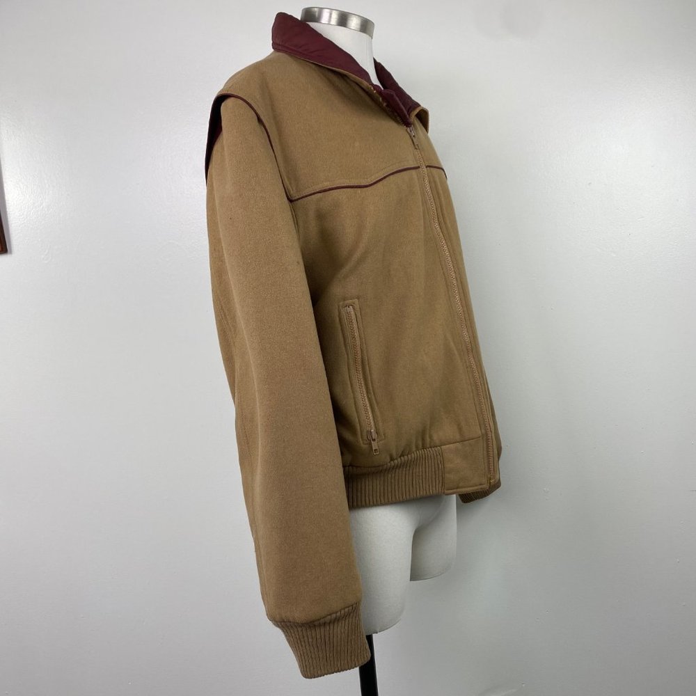 Vintage Anderson-Little Tan w/ Red Trim Coat Large Wool Blend - Picture 10 of 15